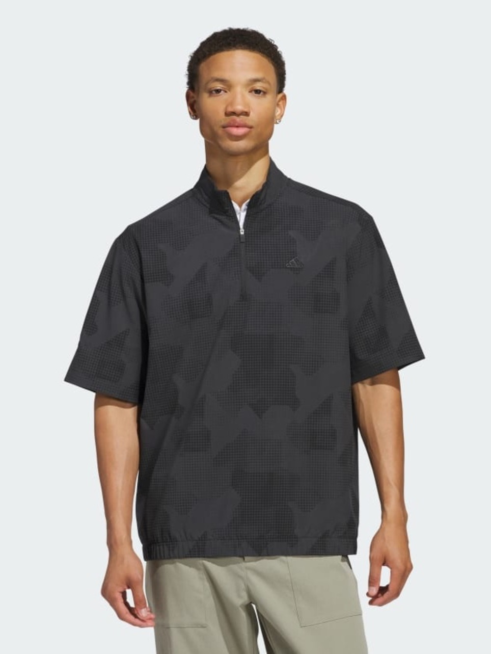 GO-TO DWR SHORT SLEEVE HALF-ZIP PULLOVER, Black and Gray Camo, Size Medium